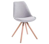 CLP Chaise De Salle A Manger Toulouse en Tissu I Chaise Design Scandinave Dossier Et Assise Rembourrés I Pieds en Bois Ronds, Couleur:Gris, Couleur du Cadre:Natura