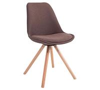 CLP Chaise De Salle A Manger Toulouse en Tissu I Chaise Design Scandinave Dossier Et Assise Rembourrés I Pieds en Bois Ronds, Couleur:Marron, Couleur du Cadre:Natura