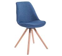 CLP Chaise De Salle A Manger Toulouse en Tissu I Chaise Design Scandinave Dossier Et Assise Rembourrés I Pieds en Bois Ronds, Couleur:Bleu, Couleur du Cadre:Natura