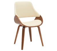 CLP Chaise de Salle a Manger Vangale rembourree avec Dossier, Design. Pietement en Bois Courbe. Chaise Coque Moderne pour Salon, Couleur:Noyer/crème, Matériel:Similicuir