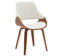 CLP Chaise de Salle a Manger Vangale rembourree avec Dossier, Design. Pietement en Bois Courbe. Chaise Coque Moderne pour Salon | Couleur Noyer/crème Matériel Tissu