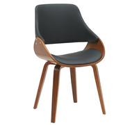 CLP Chaise de Salle a Manger Vangale rembourree avec Dossier, Design. Pietement en Bois Courbe. Chaise Coque Moderne pour Salon | Couleur Noyer/Noir Matériel Similicuir