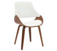 CLP Chaise de Salle a Manger Vangale rembourree avec Dossier, Design. Pietement en Bois Courbe. Chaise Coque Moderne pour Salon Couleur:Noyer/Blanc;Matériel:Similicuir