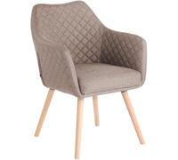 CLP Chaise de Salle ŕ Manger avec accoudoir Gent, Fauteuil avec Structure en Bois, Chaise de Cuisine Moderne rembourrée avec protčge-sols, Couleur:Taupe, Couleur du Cadre:Natura