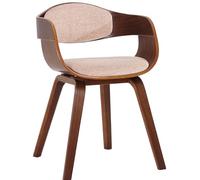 CLP Chaise Kingston – Design rétro en tissu, accoudoirs, siège et dossier rembourrés – Noyer/Crème