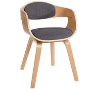 CLP Chaise Design Retro Kingston Tissu I Chaise De Cuisine avec Accoudoirs I Siège Et Dossier Rembourrés I Chaise De Salle D'Attente Chic Couleur:Natura/Gris Clair