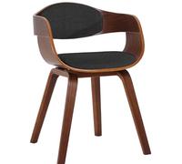 CLP Chaise Design Retro Kingston Tissu I Chaise De Cuisine avec Accoudoirs I Siège Et Dossier Rembourrés I Chaise De Salle D'Attente Chic | Couleur Noyer/Gris foncé