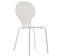 CLP Chaise Empilable Diego I Chaise De Salle À Manger Confortable I Structure Métallique, Assise en Bois I Design Ergonomique Peu Encombrant Couleur:Blanc