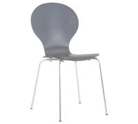 CLP Chaise Empilable Diego I Chaise De Salle À Manger Confortable I Structure Métallique, Assise en Bois I Design Ergonomique Peu Encombrant Couleur:Gris