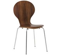 CLP Chaise Empilable Diego I Chaise De Salle À Manger Confortable I Structure Métallique, Assise en Bois I Design Ergonomique Peu Encombrant, Couleur:Noyer