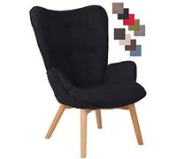CLP Chaise lounge Durham en tissu – Piètement en bois – Design scandinave – Noir