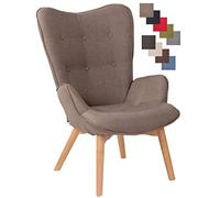 CLP Chaise Lounge Durham en Tissu I Chaise Fauteuil pour Salon Ou Salle A Manger I Piètement en Bois I Design Scandinave, Couleur:Taupe