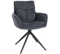 CLP Chaise pivotante de Salle à Manger Vilas en Tissu, Fauteuil pivotant à 180° avec accoudoirs et Dossier, Structure en métal Noir, Couleur:Noir