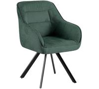 CLP Chaise pivotante Pettuli, Fauteuil pivotant à 180° avec accoudoirs et Dossier, Chaise rembourrée supportant jusqu'à 150 kg Couleur:Vert;Matériel:Tissu
