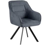 CLP Chaise pivotante Pettuli, Fauteuil pivotant à 180° avec accoudoirs et Dossier, Chaise rembourrée supportant jusqu'à 150 kg Couleur:Gris foncé;Matériel:Tissu