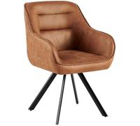 CLP Chaise pivotante Pettuli, Fauteuil pivotant à 180° avec accoudoirs et Dossier, Chaise rembourrée supportant jusqu'à 150 kg Couleur:Brun Clair;Matériel:Similicuir