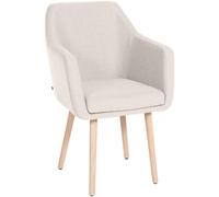 CLP Chaise Retro De Salle A Manger Utrecht en Tissu I Assise Et Dossier Rembourrés I Chaise Design avec Accoudoirs I Piétement en Bois Solide, Couleur:crème, Couleur du Cadre:Natura