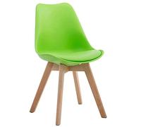 CLP Chaise Retro Design Borneo V2 Similicuir I Chaise Visiteur Pieds en Bois I Dossier Et Assise Rembourrés I Chaise Style Scandinave, Couleur:Vert, Couleur du Cadre:Natura