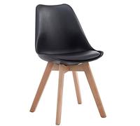 CLP Chaise Retro Design Borneo V2 Similicuir I Chaise Visiteur Pieds en Bois I Dossier Et Assise Rembourrés I Chaise Style Scandinave | Couleur Noir Couleur du Cadre Natura