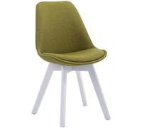 CLP Chaise Retro Design Borneo V2 Tissu I Chaise Visiteur Pieds en Bois Dossier Et Assise Ergonomique Chaise Scandinave I Couleur:, Couleur:Vert, Couleur du Cadre:Blanc
