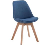 Chaise de Salle à manger Borneo V2 en Tissu - Style scandinave - Chaise Visiteur avec Piètement en Bois de Hêtre Nature - Couleur Bleu Beu G