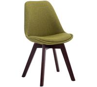 CLP Chaise Retro Design Borneo V2 Tissu I Chaise Visiteur Pieds en Bois Dossier Et Assise Ergonomique Chaise Scandinave I Couleur:, Couleur:Vert, Couleur du Cadre:Noyer