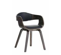 CLP Chaise Retro Kingston en Similicuir I Chaise De Salle A Manger avec Accoudoirs I Sičge Et Dossier Rembourrés I Piétement en Bois, Couleur:Noir/Gris