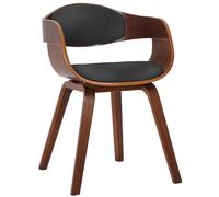 CLP Chaise Retro Kingston en Similicuir I Chaise De Salle A Manger avec Accoudoirs I Sičge Et Dossier Rembourrés I Piétement en Bois, Couleur:Noyer/Noir