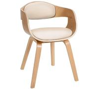 CLP Chaise Kingston – Rétro en similicuir, accoudoirs, piétement bois, Nature/Crème
