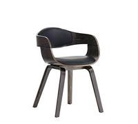 CLP Chaise Retro Kingston en Similicuir I Chaise De Salle A Manger avec Accoudoirs I Sičge Et Dossier Rembourrés I Piétement en Bois, Couleur:Noir/Gris