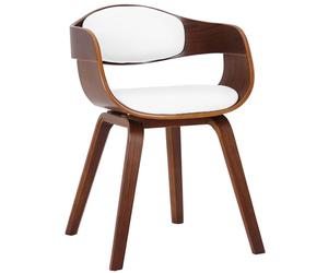 CLP Chaise Retro Kingston en Similicuir I Chaise De Salle A Manger avec Accoudoirs I Sičge Et Dossier Rembourrés I Piétement en Bois, Couleur:Noyer/Blanc