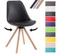 CLP Chaise Scandinave Calais – Similicuir, pieds en hêtre ronds, pivotante – Noir