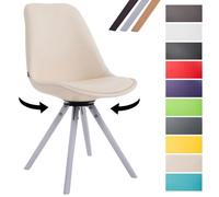 CLP Chaise Scandinave Calais en Similicuir avec Pieds Bois De Hêtre Ronds I Chaise Pivotante avec Dossier I Chaise Design Retro Crèm