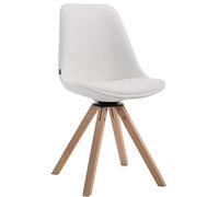 CLP Chaise Scandinave Calais en Similicuir I Pieds Bois De Hêtre Carrés I Chaise Pivotante avec Dossier I Chaise Design Retro, Couleur:Blanc, Couleur du Cadre:Natura