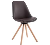 CLP Chaise Scandinave Calais Similicuir Pieds Bois De Hêtre Ronds I Chaise Pivotante avec Dossier I Chaise Design Retro, Couleur:Marron, Couleur du Cadre:Natura