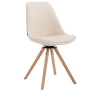 CLP Chaise Scandinave Calais Similicuir Pieds Bois De Hêtre Ronds I Chaise Pivotante avec Dossier I Chaise Design Retro, Couleur:crème, Couleur du Cadre:Natura