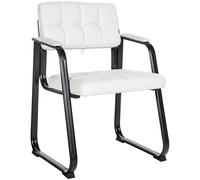 CLP Chaise visiteur Canada B – Assise et dossier rembourrés similicuir, accoudoirs, métal, Blanc