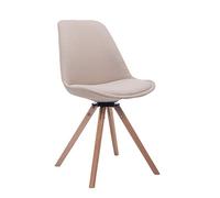 CLP Chaise Visiteur Design Retro TROYES Rond- Chaise de Salle à Manger Rembourré Revêtement en Tissu Piétement en Bois Forme Ronde - Assise Pi, Couleur:crème, Couleur du Cadre:Natura