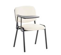 CLP Chaise Visiteur Ken Similicuir et Tablette Rabattable I Chaise Salle de Conférence Stable Confortable Dossier et Assise Rembourrés I Couleur, Couleur:crčme