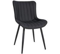CLP Chaise Visiteur Largo I Velours I Similicuir I Chaise de Salle à Manger avec Structure métallique, Couleur:Noir, Matériel:Similicuir