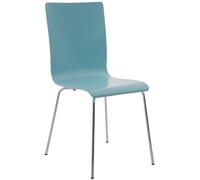 CLP Chaise Visiteur Pepe I Fauteuil Ergonomique avec Assise en Bois I Structure Métallique Stable I Confort Et Style Couleur:Bleu Clair