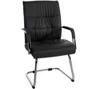CLP Chaise Visiteur Sievert en Similicuir avec Accoudoirs | Fauteuil Luge sur Pičtement en Métal I Assise Et Dossier Rembourrés, Couleur:Noir