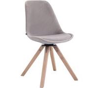 CLP Chaise visiteur Troyes en velours avec piétement Carré en bois de hêtre ou de chêne , Gris/Nature