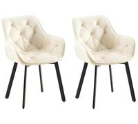 CLP Chaises de Salle à Manger Lot de 2 ergonomiques Antigo, accoudoirs rembourrés, Pivot 180°, Velours Noir, Pieds métal - Couleur: crème