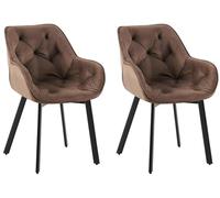 CLP Chaises de Salle à Manger Lot de 2 ergonomiques Antigo, accoudoirs rembourrés, Pivot 180°, Velours Noir, Pieds métal, Couleur:Marron