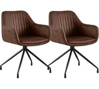 CLP Chaises de Salle à Manger Lot de 2 Novanis, fauteuils pivotants à 180 degres avec accoudoirs, Pieds en métal Couleur:Marron foncé;Matériel:Vintage Similicuir