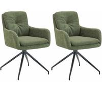 CLP Chaises de Salle à Manger Lot de 2 pivotantes 180° Pickett en Tissu, fauteuils avec accoudoirs et Dossier, capacité jusqu'à 150 kg Couleur:Vert