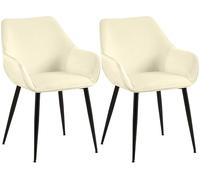 CLP Chaises de Salle à Manger rembourrées par Paire Luena, en Velours ou Tissu, Structure métallique Noire, Charge Max 150 kg, Couleur:crème, Matériel:Velours