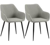 CLP Chaises de Salle à Manger rembourrées par Paire Luena, en Velours ou Tissu, Structure métallique Noire, Charge Max 150 kg, Couleur:Gris Clair, Matériel:Tissu