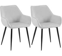 CLP Chaises de Salle à Manger rembourrées par Paire Luena, en Velours ou Tissu, Structure métallique Noire, Charge Max 150 kg, Couleur:Gris Clair, Matériel:Velours